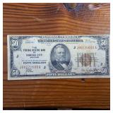 1929 National Currency :: Miscut $50 Note : Fed Reserve of Kansas City MO : Brown Seal!