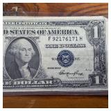 1935-E $1 Dollar Blue Seal Silver Certificate - High Serial #  92176171H : in plastic slip