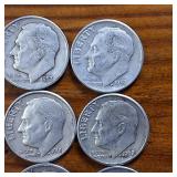 Large Lot of 30: Various Years Roosevelt Dimes :: 90% silver in circulated condition, 3 Dollar FV
