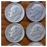 Large Lot of 30: Various Years Roosevelt Dimes :: 90% silver in circulated condition, 3 Dollar FV