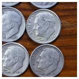Large Lot of 30: Various Years Roosevelt Dimes :: 90% silver in circulated condition, 3 Dollar FV