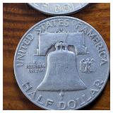 Lot of 4: Good Condition Franklin Half Dollars 1951 