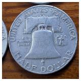 Lot of 4: Good Condition Franklin Half Dollars 1951 