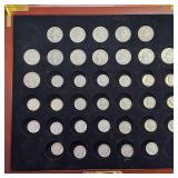 HUGE LOT! Nice Wooden Display case: 90% Silver Mercury Dimes(25) & 90% Silver Quarters(13)