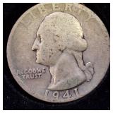 HUGE LOT! Nice Wooden Display case: 90% Silver Mercury Dimes(25) & 90% Silver Quarters(13)