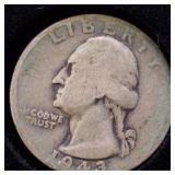 HUGE LOT! Nice Wooden Display case: 90% Silver Mercury Dimes(25) & 90% Silver Quarters(13)