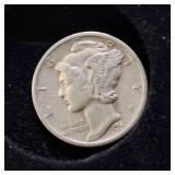 HUGE LOT! Nice Wooden Display case: 90% Silver Mercury Dimes(25) & 90% Silver Quarters(13)