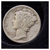 HUGE LOT! Nice Wooden Display case: 90% Silver Mercury Dimes(25) & 90% Silver Quarters(13)