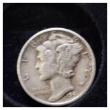 HUGE LOT! Nice Wooden Display case: 90% Silver Mercury Dimes(25) & 90% Silver Quarters(13)