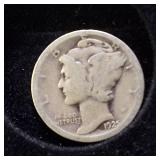 HUGE LOT! Nice Wooden Display case: 90% Silver Mercury Dimes(25) & 90% Silver Quarters(13)