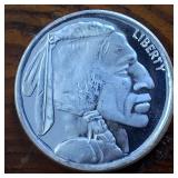 (Bright Uncirculated) 1 oz .999 Fine Silver Round Featuring Historic Buffalo and Indian Head Nickel