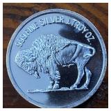 (Bright Uncirculated) 1 oz .999 Fine Silver Round Featuring Historic Buffalo and Indian Head Nickel