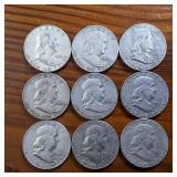 Lot of 9: TRIFECTA! Nice Franklin Half Dollars  3 Sequential Sets from 1961 to 1963 :: WOW!