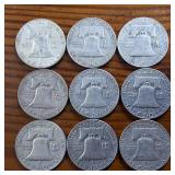 Lot of 9: TRIFECTA! Nice Franklin Half Dollars  3 Sequential Sets from 1961 to 1963 :: WOW!