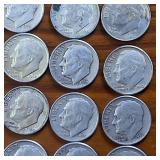 Large Lot of 40: Various Years  90% silver Dimes (2Mercs + Roosevelts) circulated $4 Face Value
