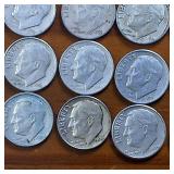Large Lot of 40: Various Years  90% silver Dimes (2Mercs + Roosevelts) circulated $4 Face Value