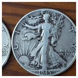 Lot of 2 Coins: 1943 & 1945 Walking Liberty Half Dollars ::  90% Silver ($1 Face Value) : Circulated