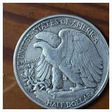 Lot of 2 Coins: 1943 & 1945 Walking Liberty Half Dollars ::  90% Silver ($1 Face Value) : Circulated