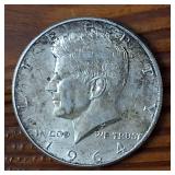 1964 Kennedy Half Dollars :: 90% silver content :: circulated condition