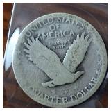 Lot of 6: Very Old 90% Standing Libertty Quarters (various years) $1.5 face value