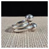 Turkish Made - Sterling Silver - Large Ball Ring - Sz 7.75 - 8 +/-  Adjustable - 8.5g
