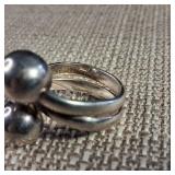 Turkish Made - Sterling Silver - Large Ball Ring - Sz 7.75 - 8 +/-  Adjustable - 8.5g