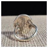 Large Jasper Ring - Sterling Silver - 6.5g - Reads size 5 due to flat back - Fits larger sz 6 +/-