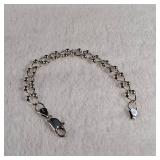 Italy - Sterling - 7 inch - Unique Beaded Chain - Large Link Bracelet - 8.99g