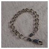Italy - Sterling - 7 inch - Unique Beaded Chain - Large Link Bracelet - 8.99g
