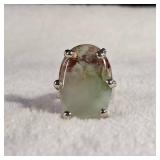 Wide Band Ring - Adjustable - Moss Agate or Similar - Large 15 x 23mm Stone - 6.9g