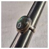 Incredible Labradorite Sterling RIng - Large Focal Stone! - 16x20mm - Thick Band - Size 8+ - 9.4g