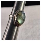 Incredible Labradorite Sterling RIng - Large Focal Stone! - 16x20mm - Thick Band - Size 8+ - 9.4g