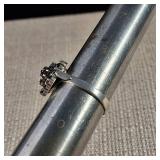 Size 9 Sterling Ring -  Three Tiers Garnet Cluster Ring -  Trilogy ring - 3.9g - January Birthstone