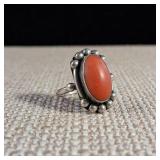 Vintage - Coral "800" - (80% Silver) Ring - Size 5 - 3.1g