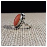 Vintage - Coral "800" - (80% Silver) Ring - Size 5 - 3.1g