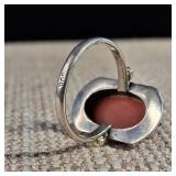 Vintage - Coral "800" - (80% Silver) Ring - Size 5 - 3.1g