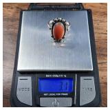 Vintage - Coral "800" - (80% Silver) Ring - Size 5 - 3.1g