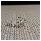 Adjustable Toe RIng - Dainty little squiggle with/ center bead - .57g - Sterling Silver