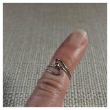 Adjustable Toe RIng - Dainty little squiggle with/ center bead - .57g - Sterling Silver
