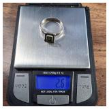 Green - Emerald Cut Peridot Stone - 925 Sterling Silver - Ring - Size 7 - 2.6g