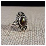 FIRE! - Size 8 - 8.25 - Fire Agate! - Sterling Silver Ring  4g