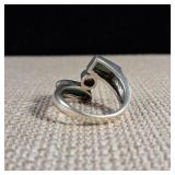 Aquamarine - Turquoise - Jade - Sterling Silver Ring - Size 8 - 8.25 - 6.5g - MARCH Birthstone!