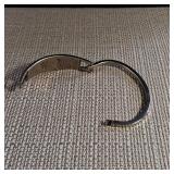 Silver Hinged Cuff Bracelet - Taxco Mexico - Abalone inlay - Butterflies & Flower - 12.9g