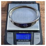 Silver Hinged Cuff Bracelet - Taxco Mexico - Abalone inlay - Butterflies & Flower - 12.9g