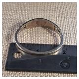 Silver - Hinged - Small [Child] Size - Cuff Bracelet - Abalone Inlay - Butterflies & Flowers - 10.8g