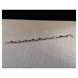 Sterling Stone and Links Bracelet - Various Stones - 8 inches - 16g - Mexico