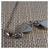 Sterling SIlver and Onyx - Heart Bracelet - Security Chain and Clasp - Mexico  21g