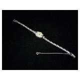 14K White Gold - Vintage "Lady Hamilton" Cocktail Wristwatch Featuring Sapphires and Diamonds - Elegant 22 Jewel - 6 brilliant diamonds (real) - 17.83g total weight