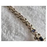 14K White Gold - Vintage "Lady Hamilton" Cocktail Wristwatch Featuring Sapphires and Diamonds - Elegant 22 Jewel - 6 brilliant diamonds (real) - 17.83g total weight