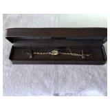 14K White Gold - Vintage "Lady Hamilton" Cocktail Wristwatch Featuring Sapphires and Diamonds - Elegant 22 Jewel - 6 brilliant diamonds (real) - 17.83g total weight